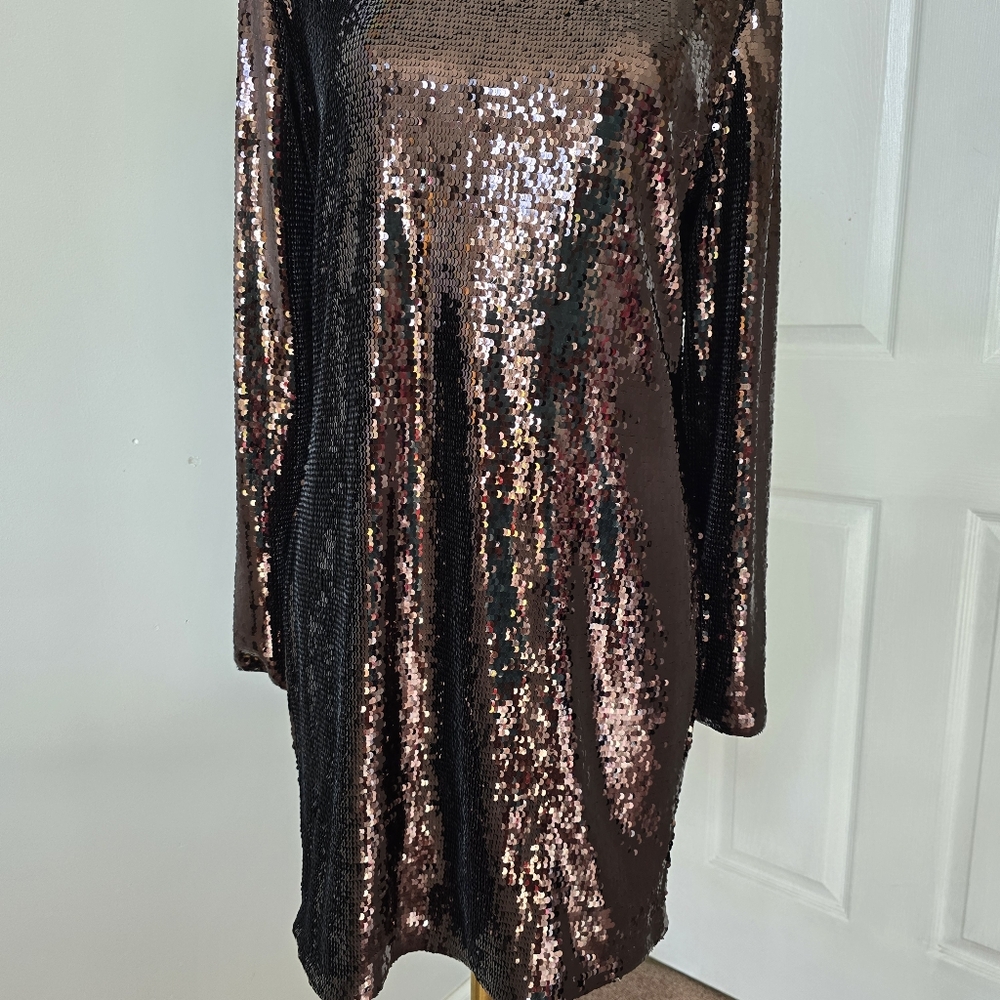 Banana Republic | Large | Chocolate Brown Stretch-Sequin Mini Dress - Picture 2 of 15